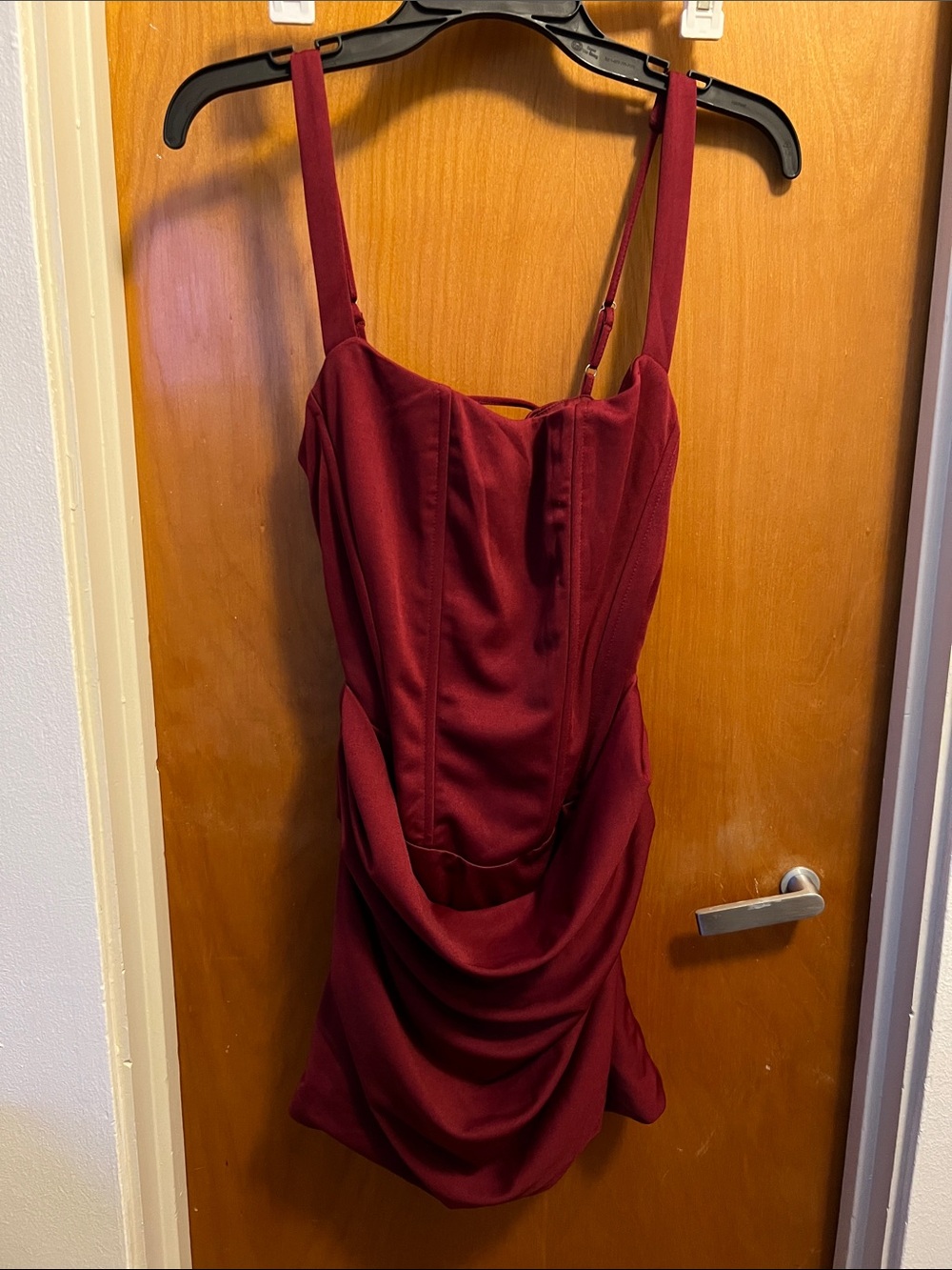 Women’s Burgundy Ruched Slip Dress